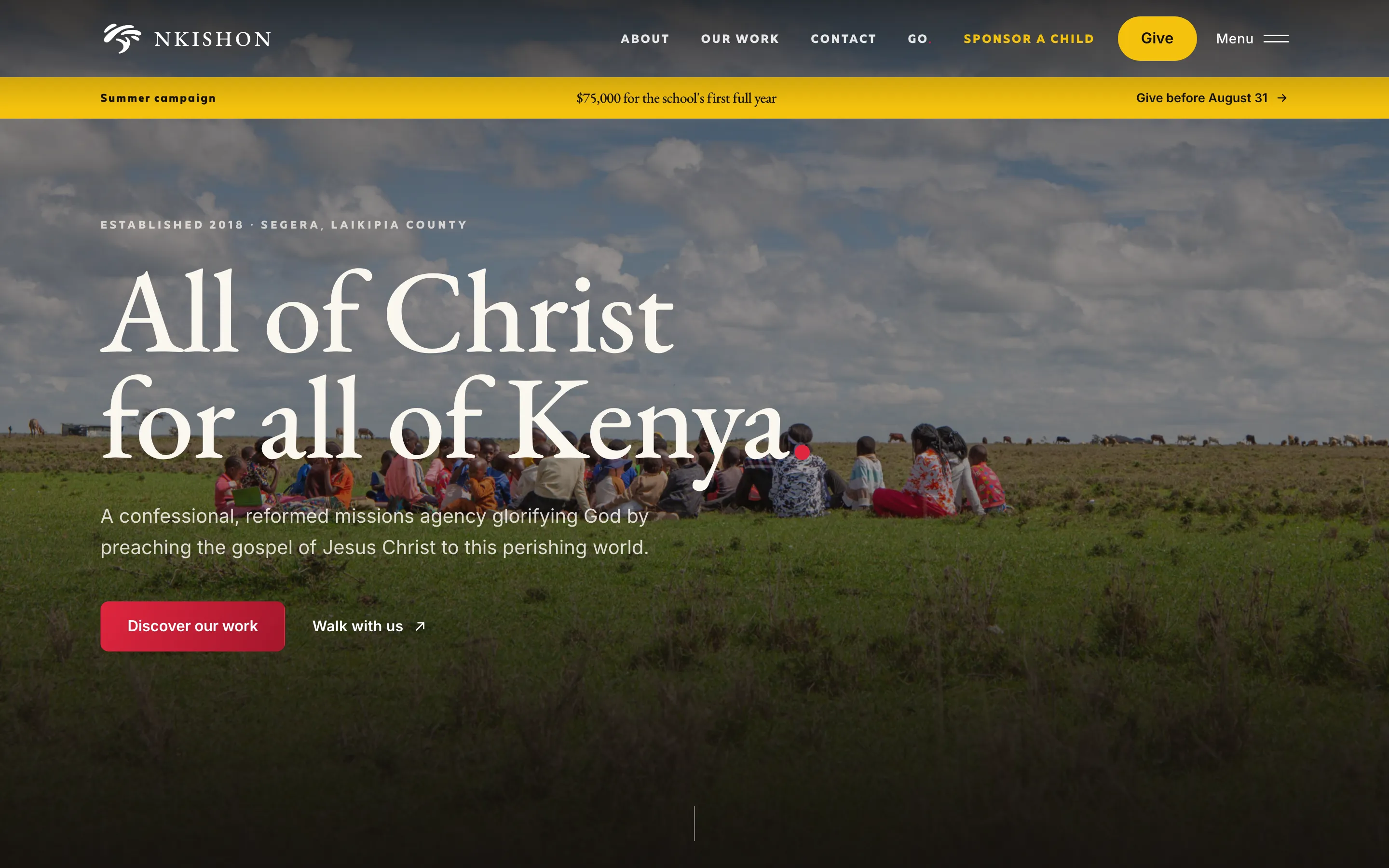 Homepage of the Nkishon Mission Foundation website